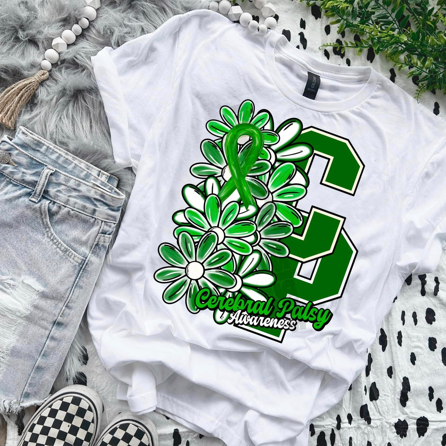 Cerebral palsy awareness, half floral