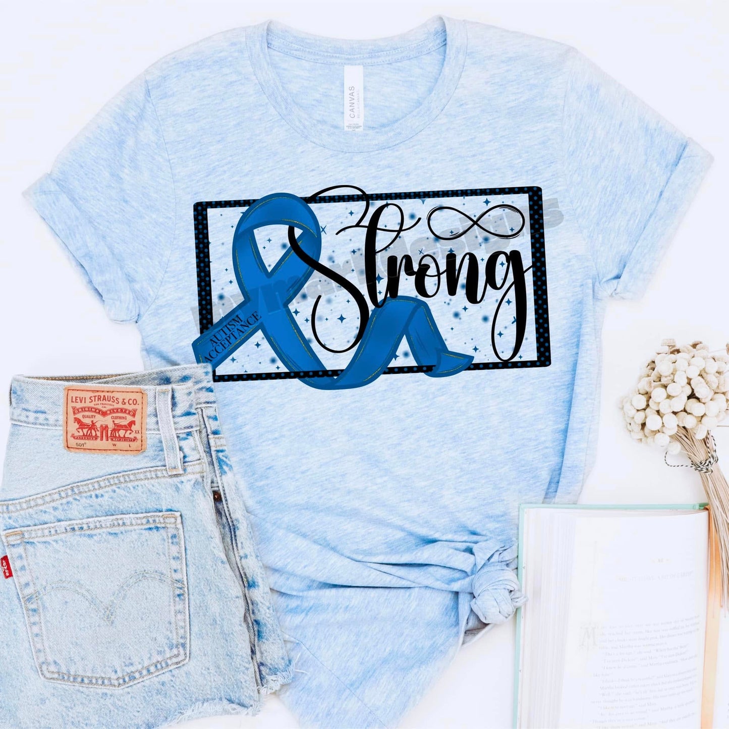 Autism awareness, strong (blue ribbon)