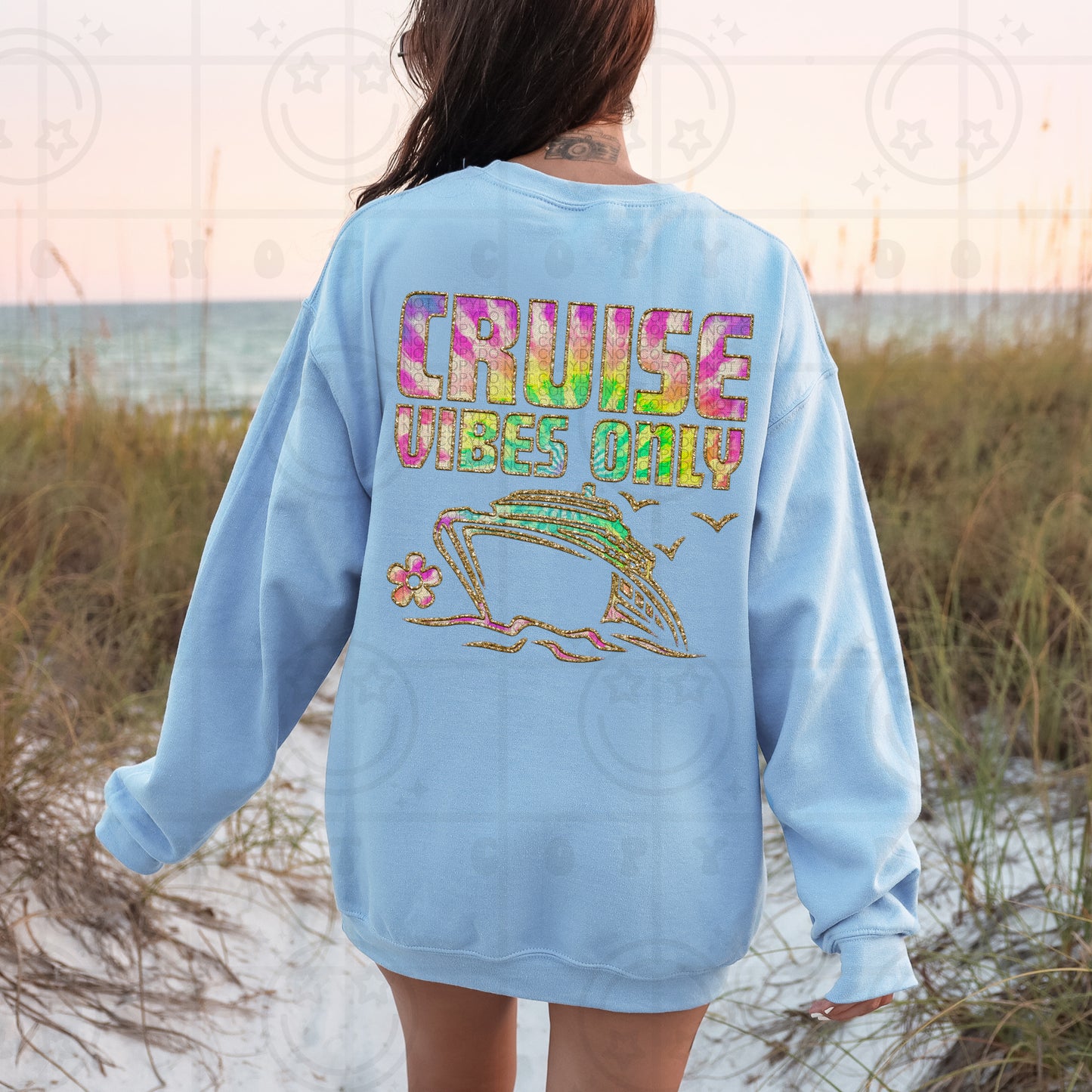 Cruise Vibes Only (Faux Embroidery/Stitch) with pocket