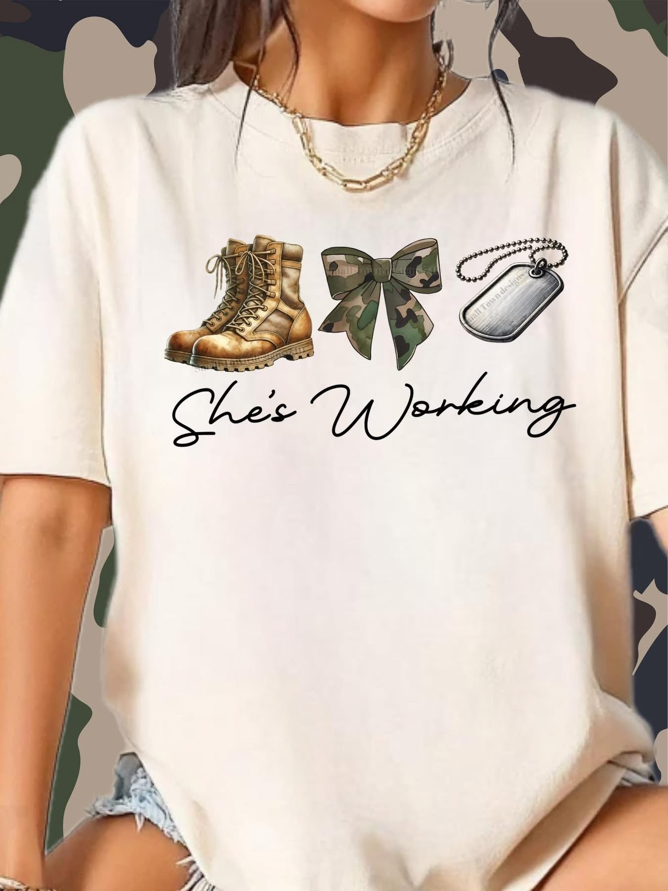 She’s working (military)