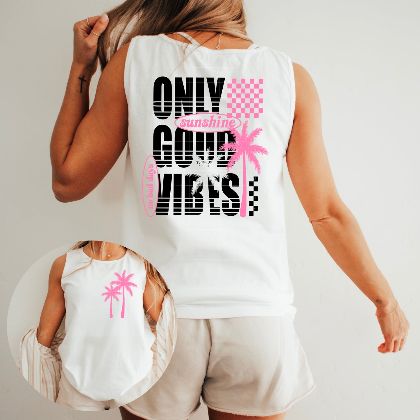 Good Vibes Only (sunshine, no bad days) teal or pink