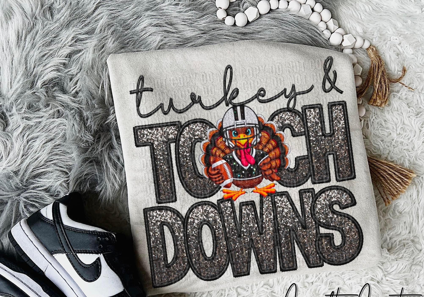 Turkey and Touchdowns (Black Letters)
