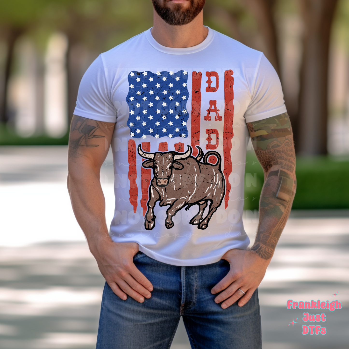Dad (American Flag/Bull) Dark Color