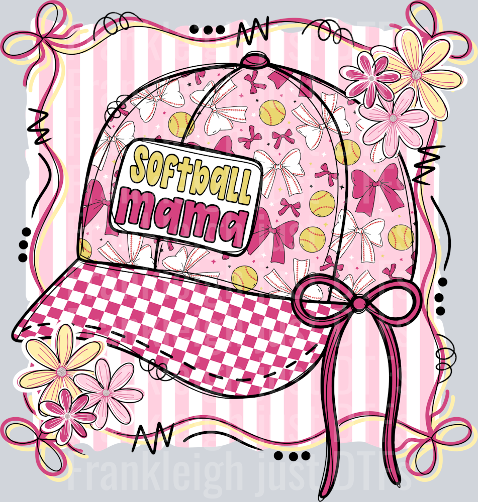 Softball mama hat bows