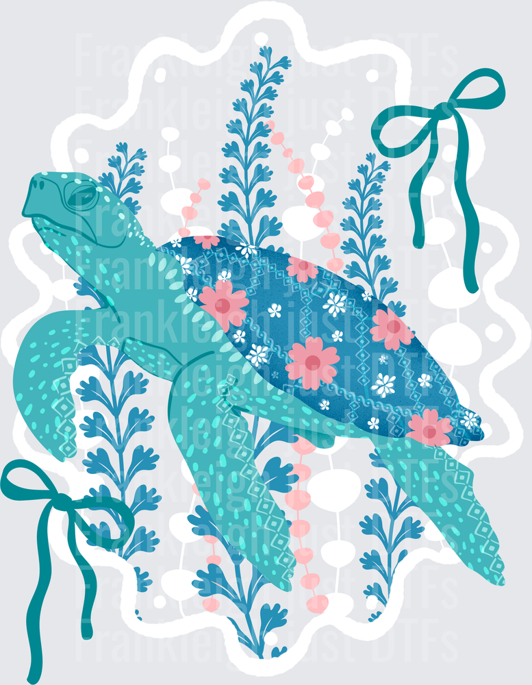 Floral sea turtle no background