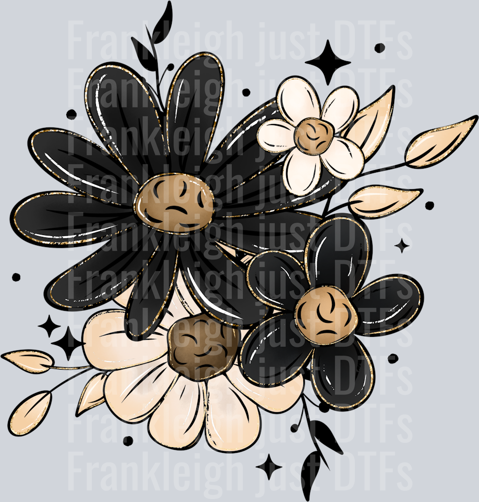Black and tan florals