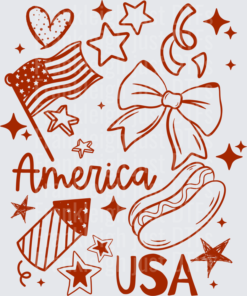 America Doodles Red