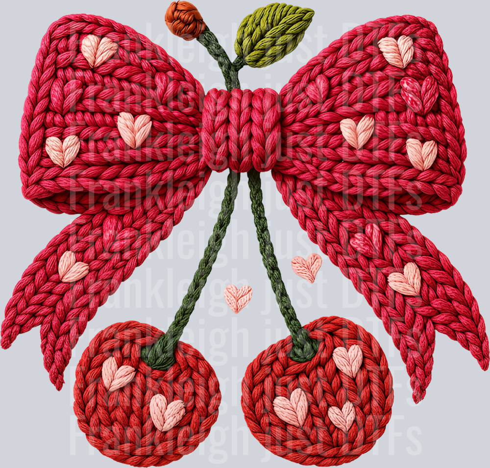Yarn Crochet Valentine Cherry Bow
