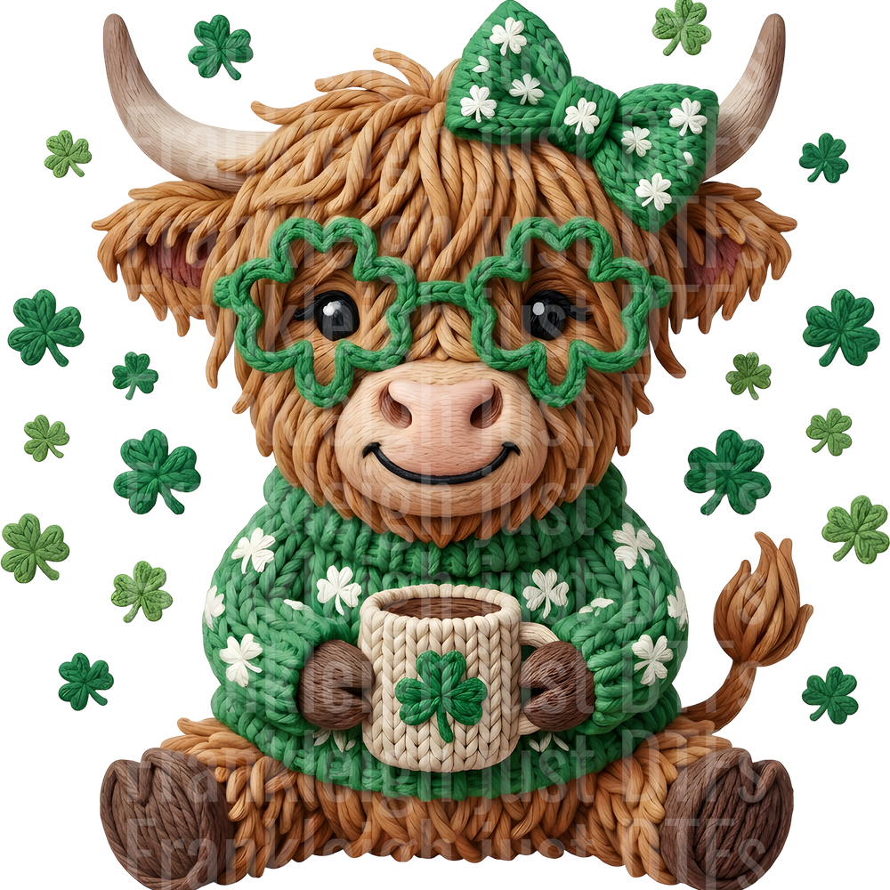 08_Fux Yarn St Patricks Day Highland Cow Shamrock_50_Clover