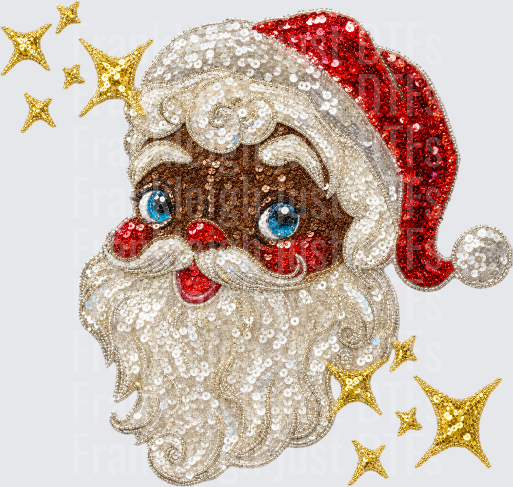 Vintage sequin Santa dark