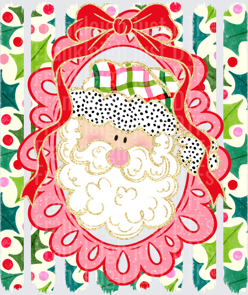 pink santa stripes and bow