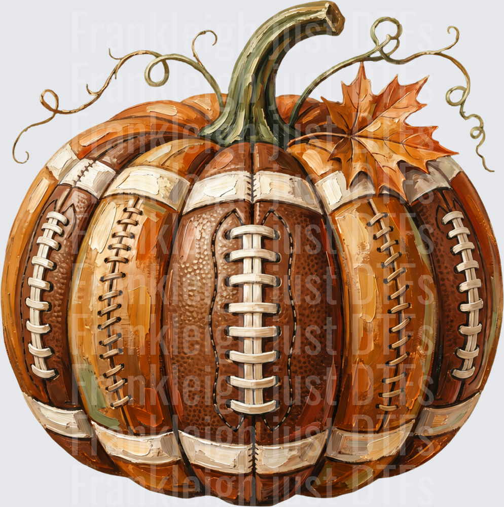 Hand Painted Football Pumpkin Cozy Fall