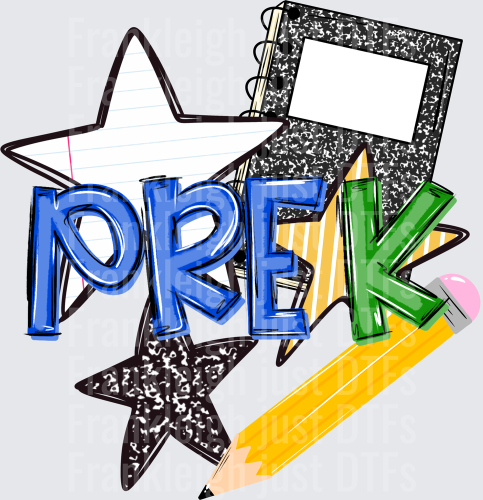 Pre-K Bold Text with Stars Pencil and Composition Notebook