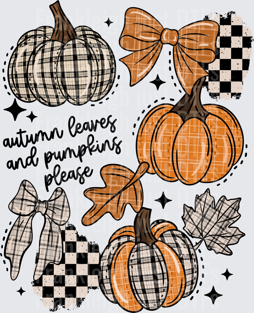 Autumn Leaves Pumpkins Please Plaid
