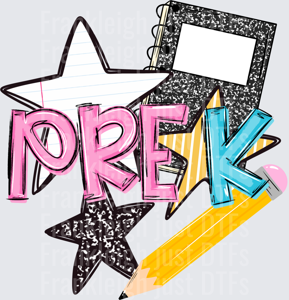 Pre-K Pink and Blue Bold School Supply Design