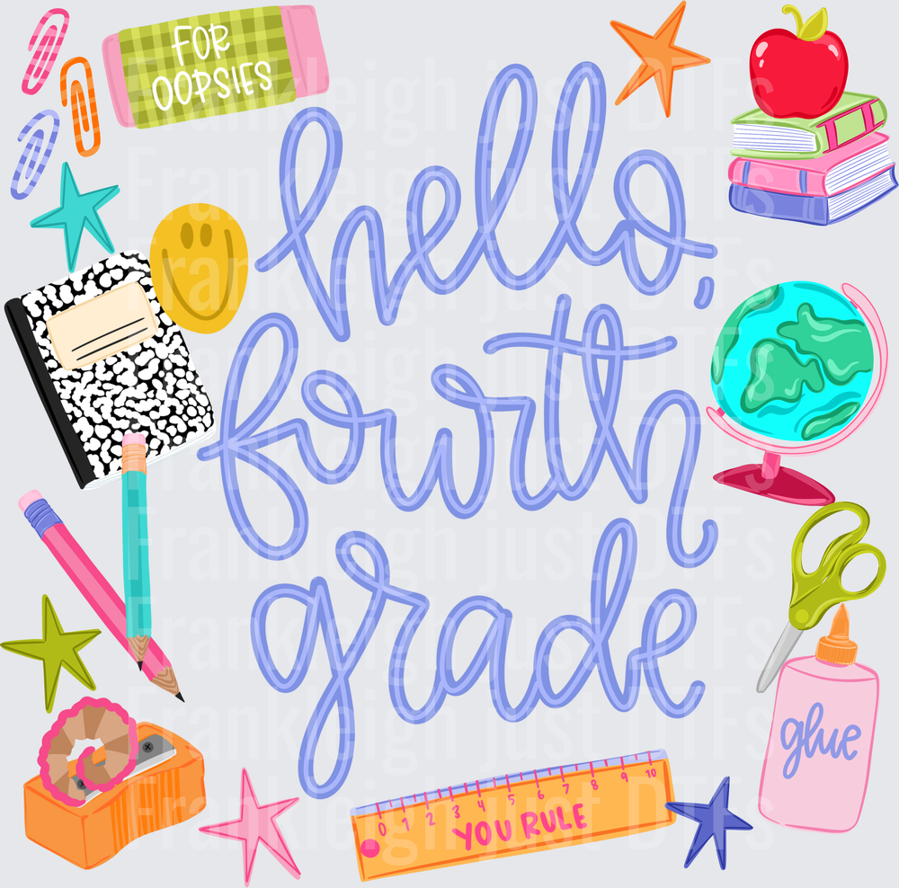 HELLO FOURTH GRADE PURPLE school collage