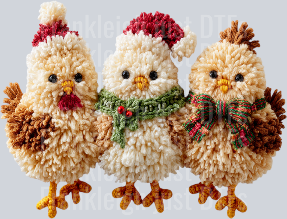 Christmas Chickens Latch Hook Yarn Crochet