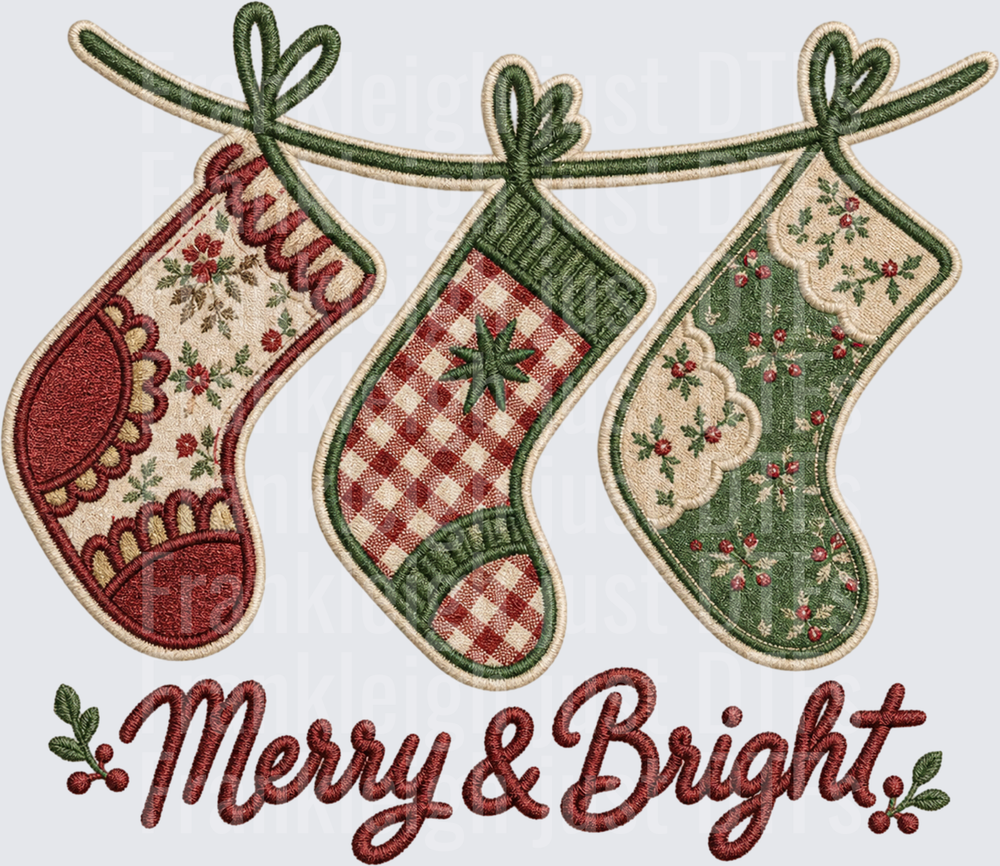 Merry and Bright patchwork red green
