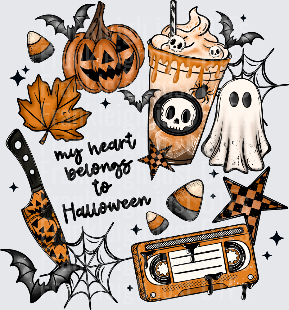 My Heart Belongs To Halloween black Words