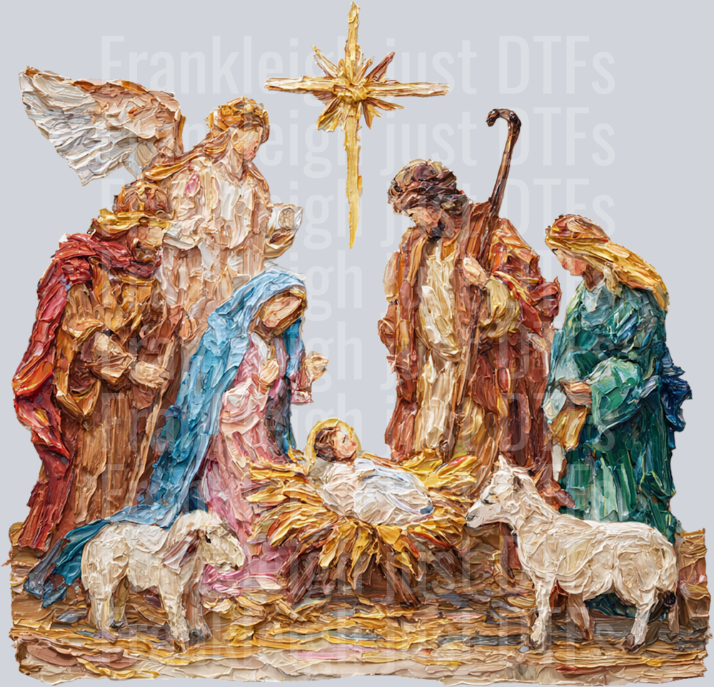 Nativity hand painted scene