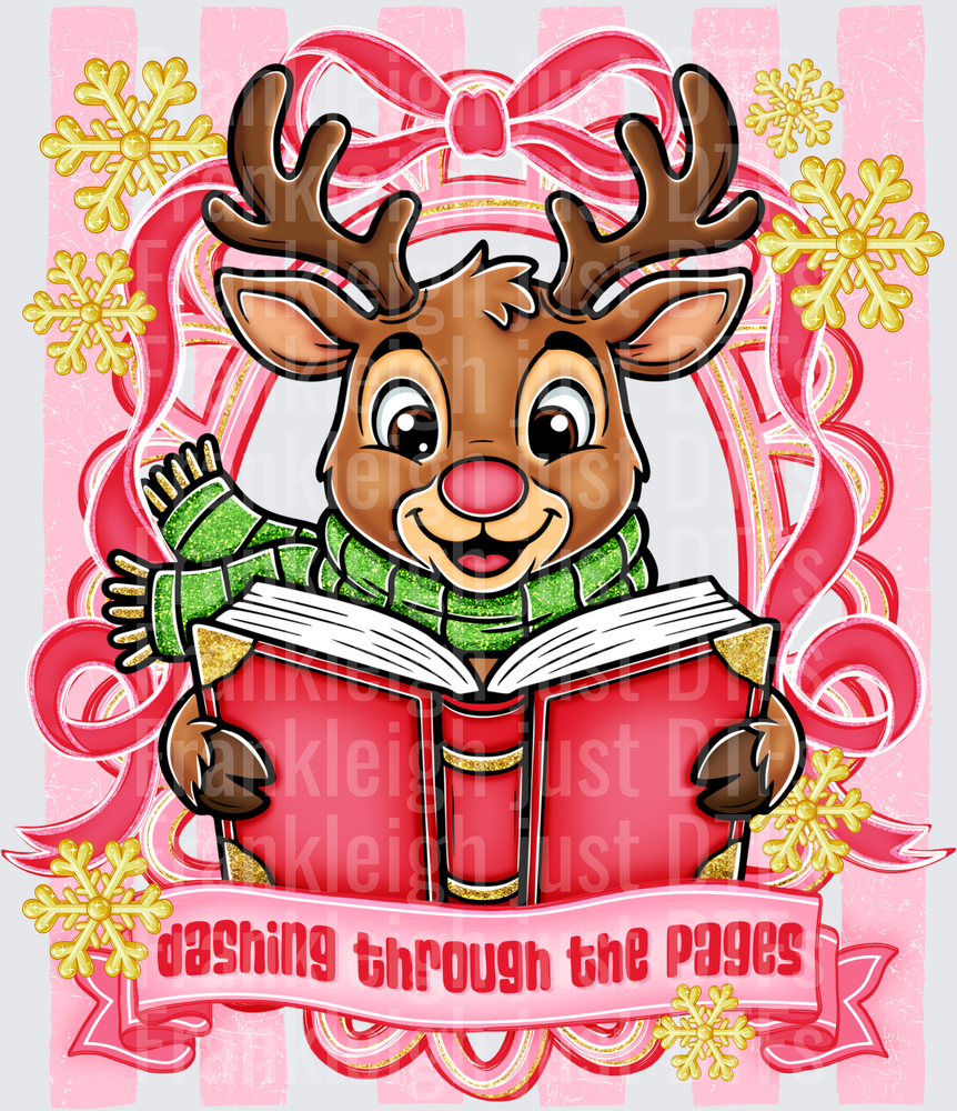 Dashing Through the Pages Striped Frame