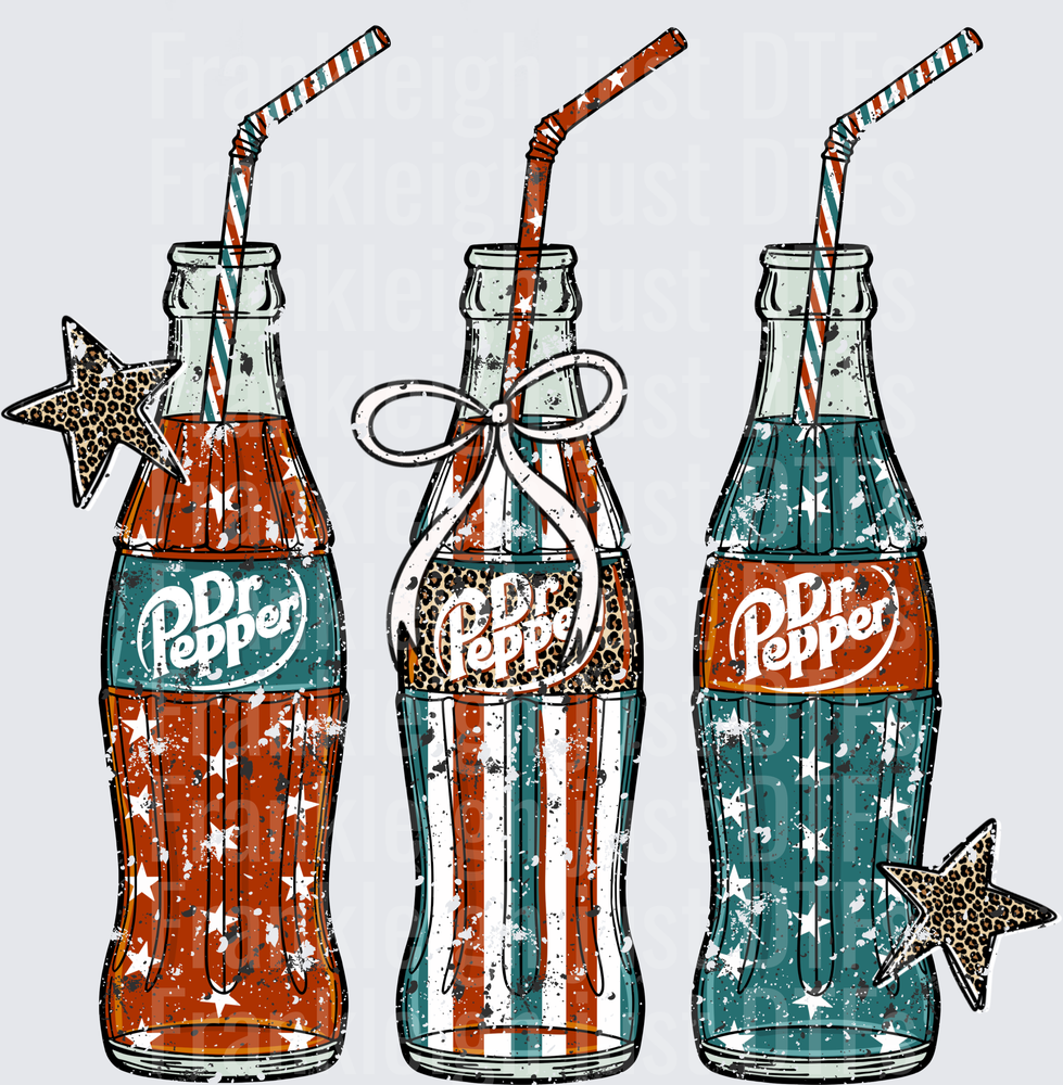 Vintage DP Bottles with Stars and Straws Patriotic Design