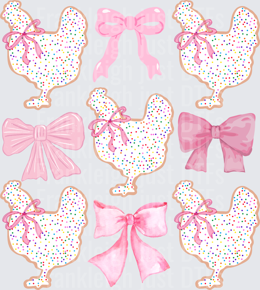 Animal cracker chicken with bows