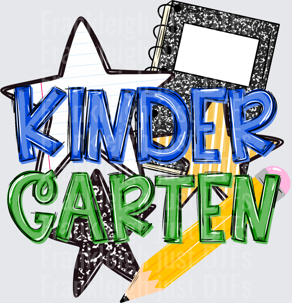 Kindergarten Bold Text with Stars Pencil and Composition Notebook