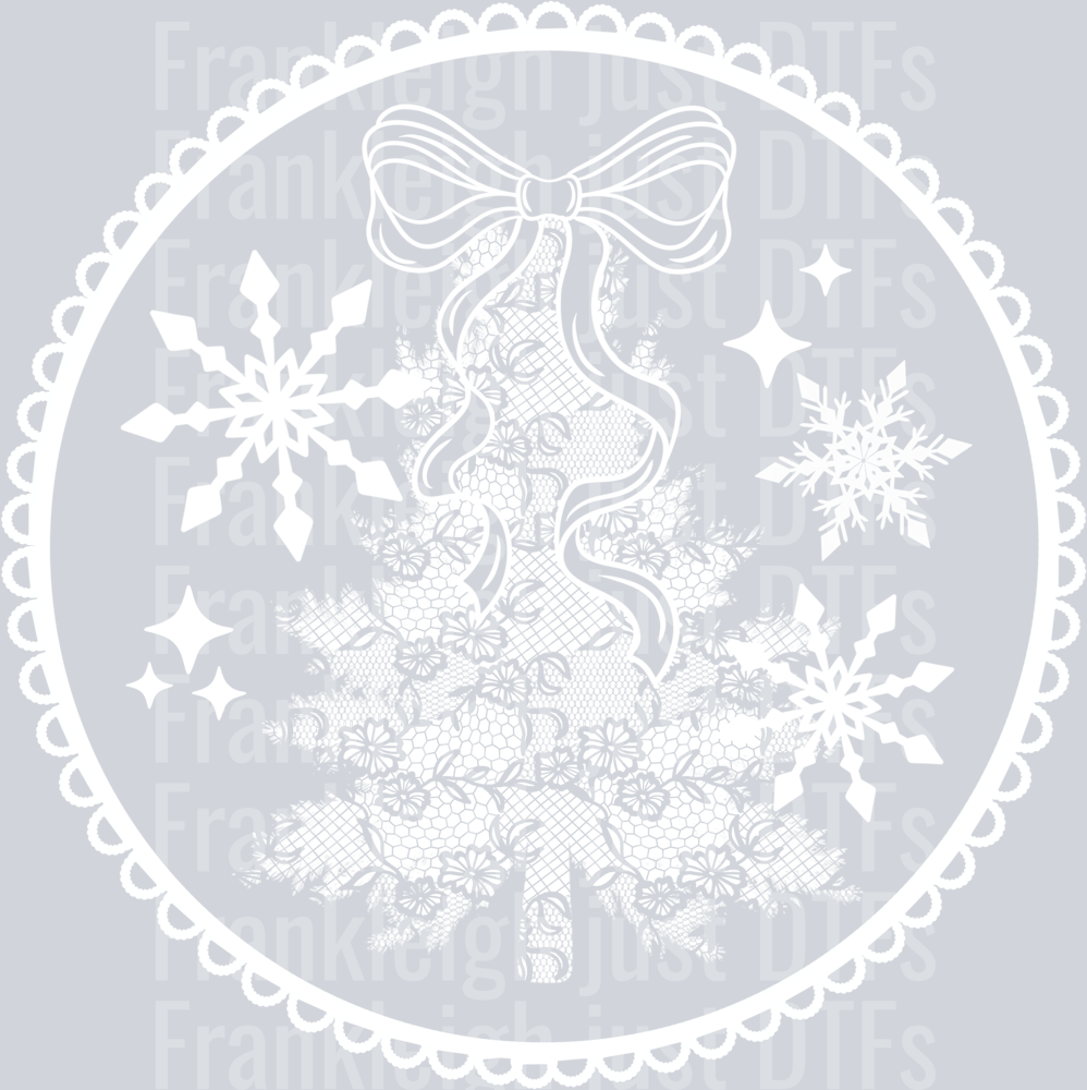 Lace Tree Circle Single Color White