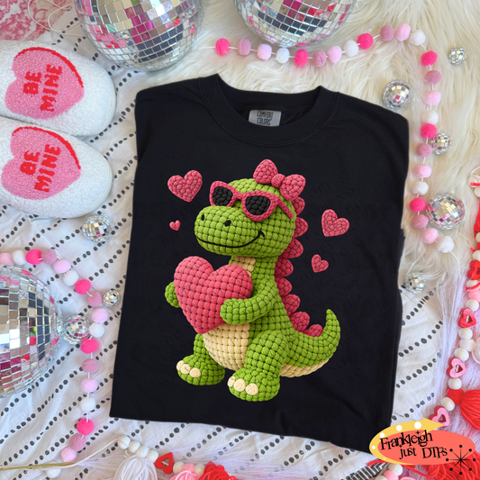 faux yarn valentine dinosaur