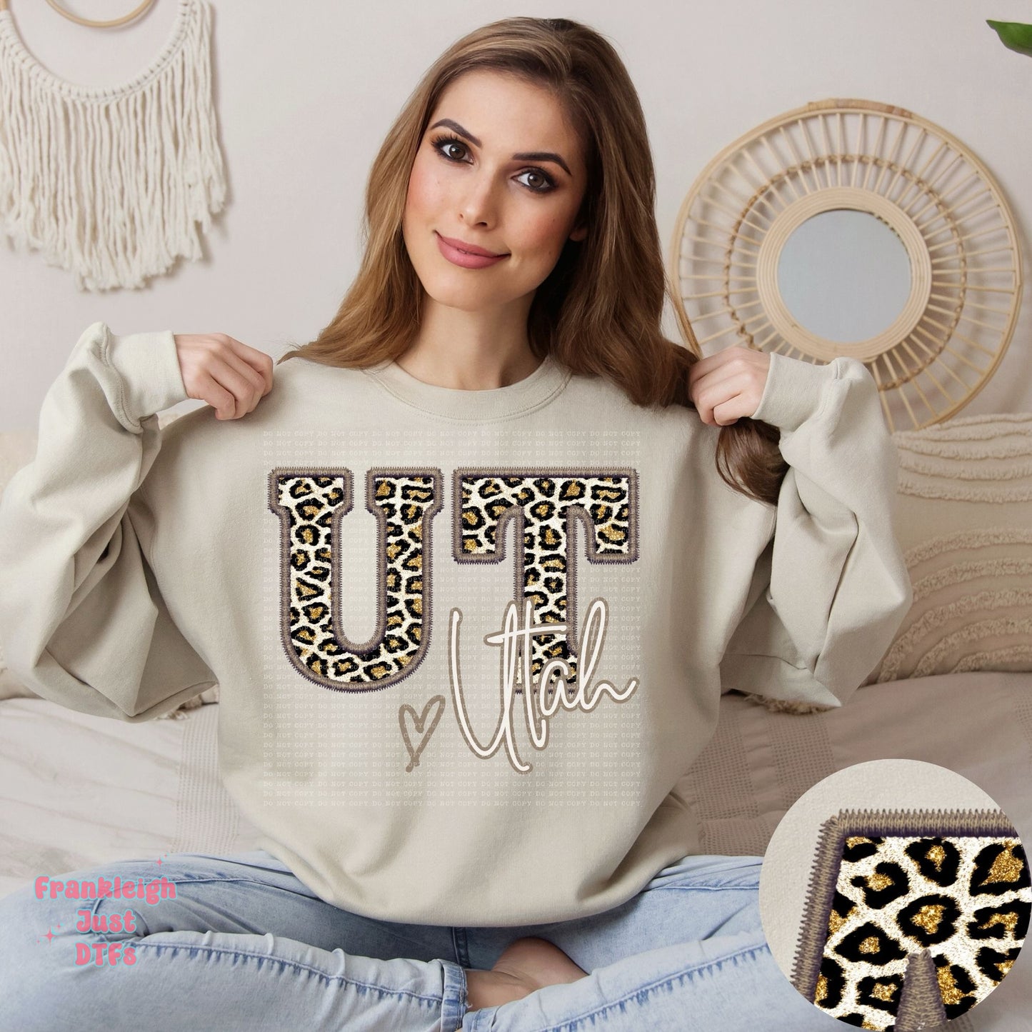 Utah Leopard Faux Embroidery State