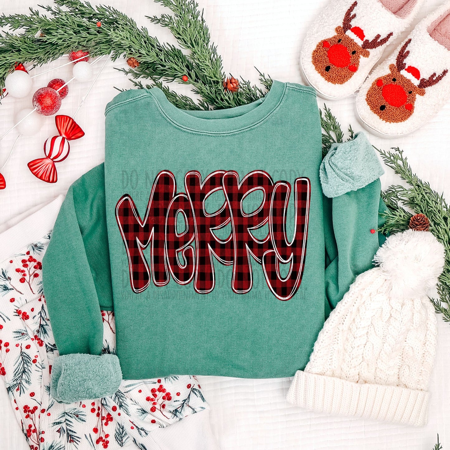 Merry Funky Doodle Buffalo Check