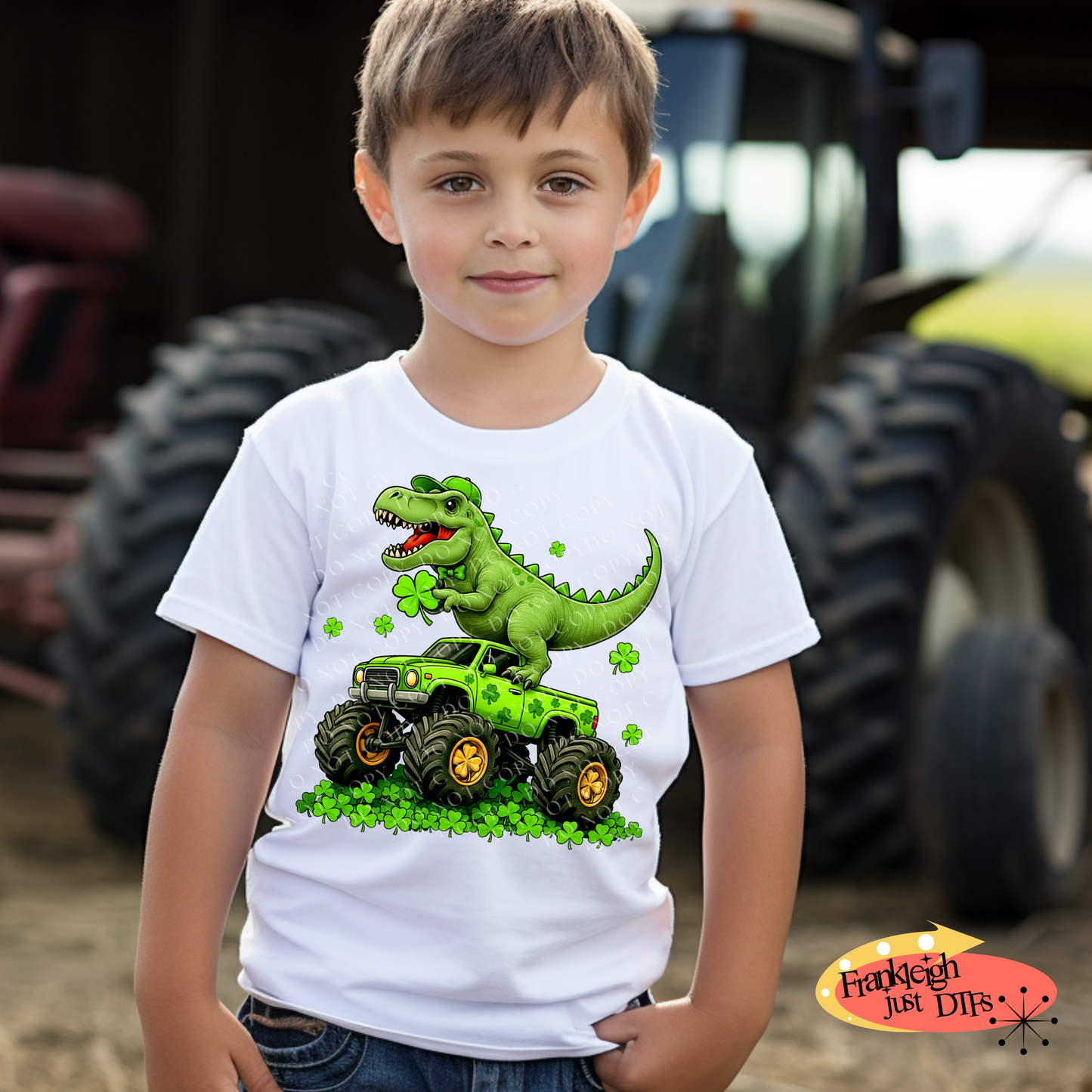 St Patricks Day T Rex Riding Monster Truck