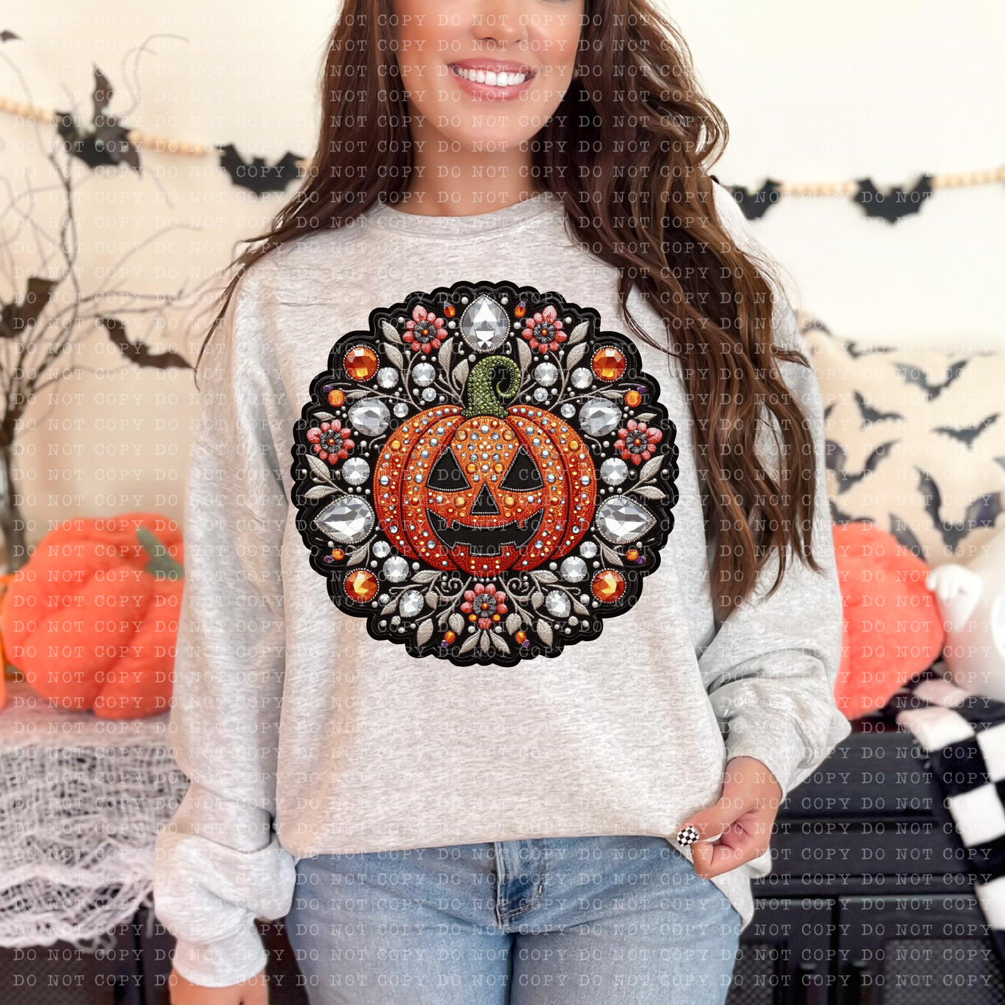 Jack o Lantern  Faux Rhinestone (Round)