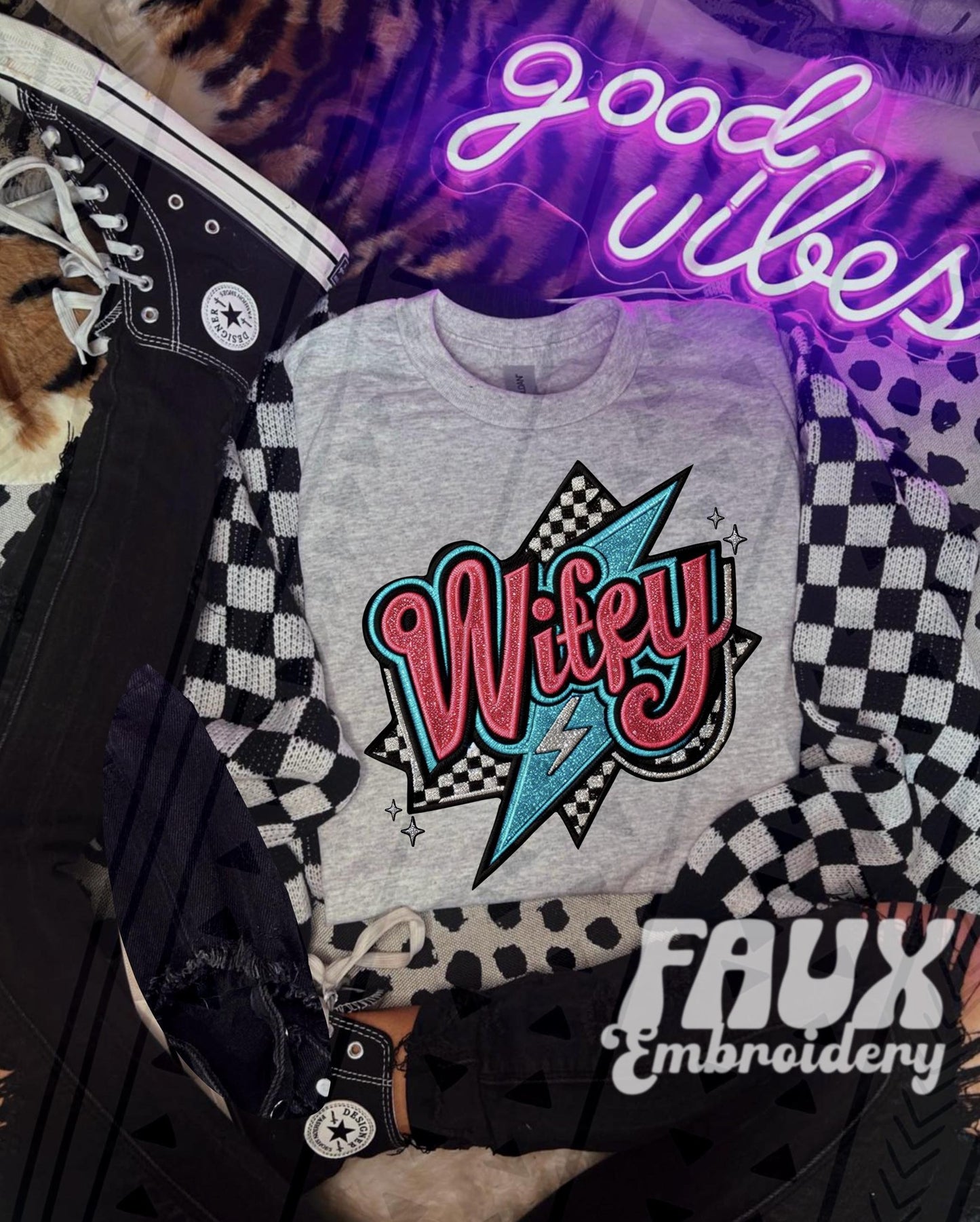 Wifey Faux Embroidery