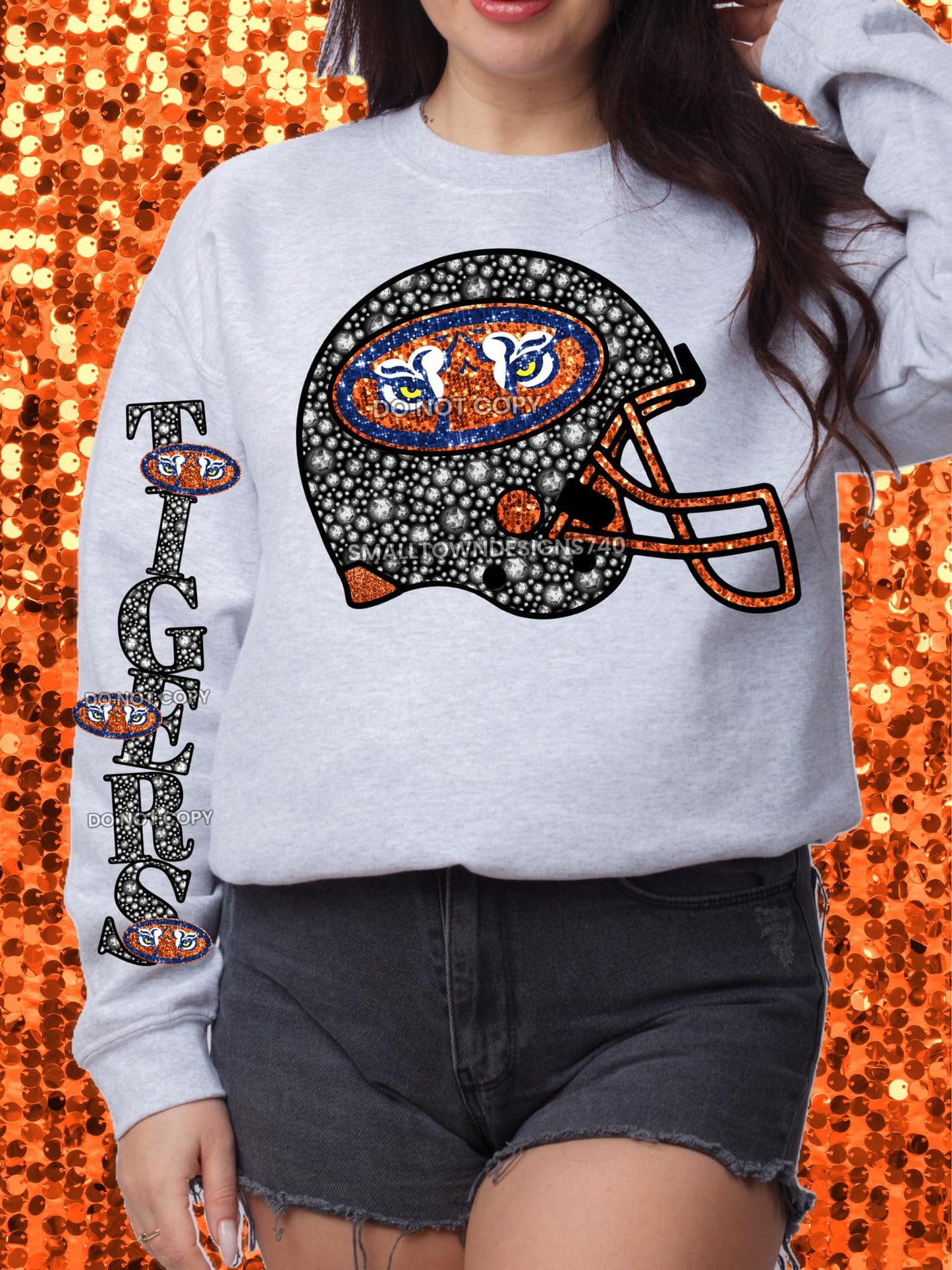 Football Helmet Rhinestones with sleeve College