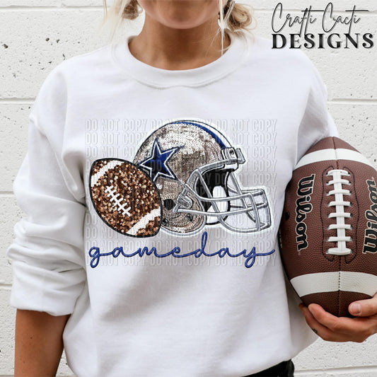 Game Day Cowboys Faux Glitter Helmet and Football