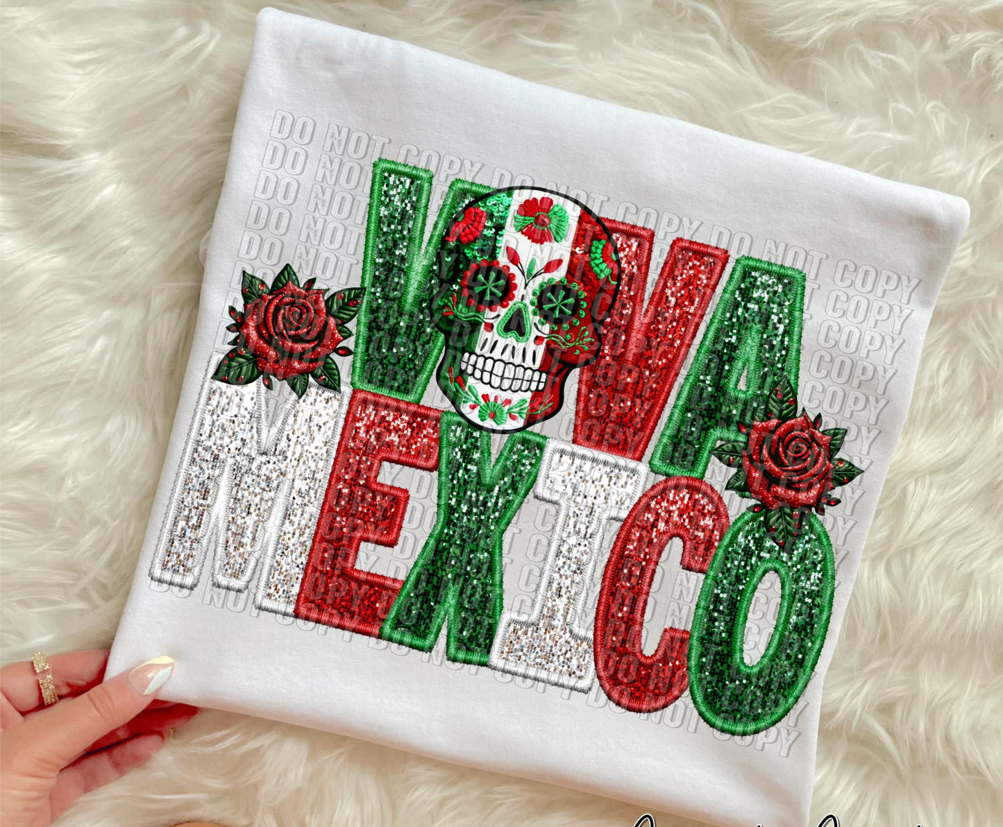 Viva Mexico Faux Glitter (Skull)