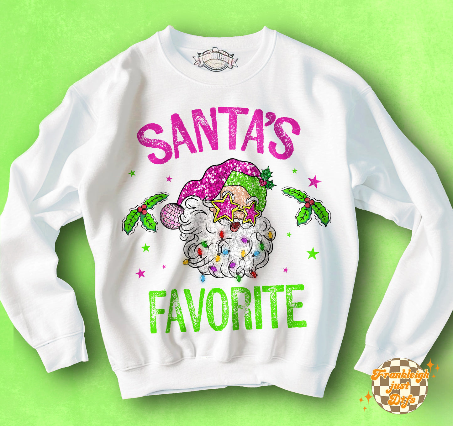 Santa's Favorite (Pink and Green Glitter)