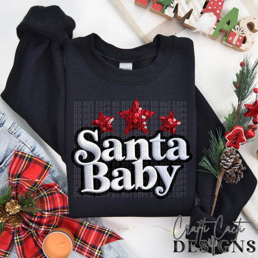 Santa Baby (Faux Glitter/Faux Embroidery)