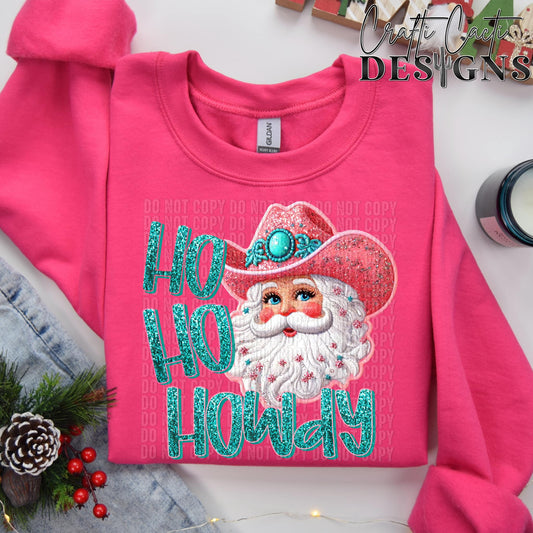 HoHoHo Western Santa (Faux Glitter/Faux Embroidery) (Copy)