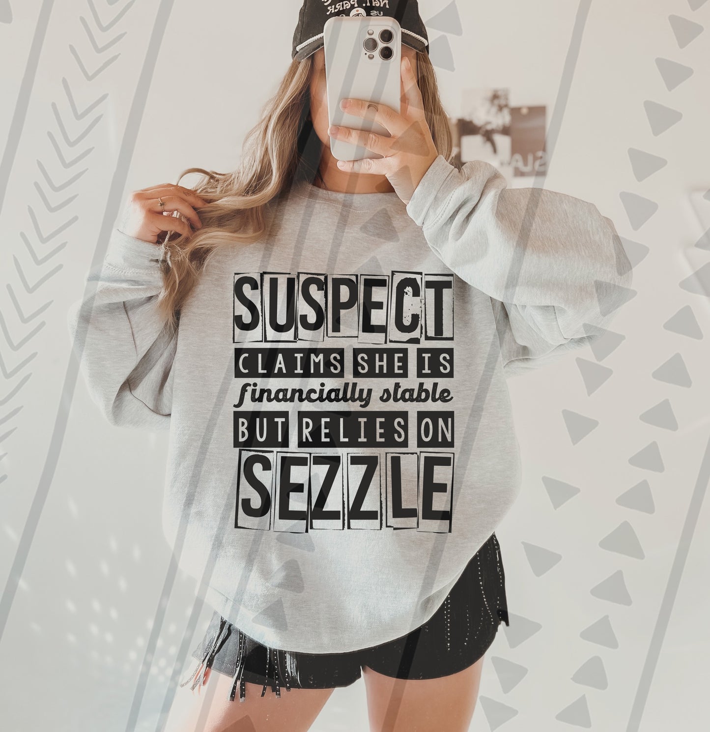 Suspect claims she is financially stable, but relies on sezzle