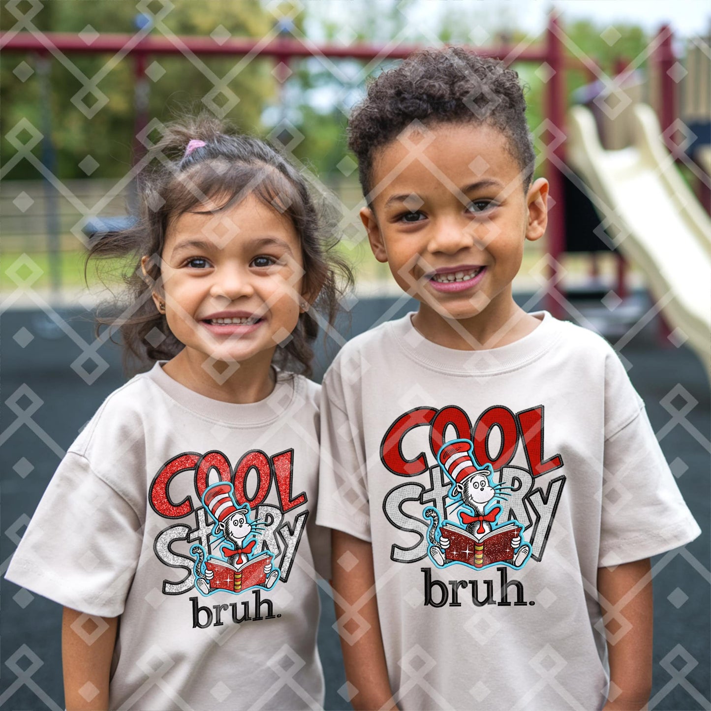 Cool Story Bruh (Faux Glitter and Faux Fabric)