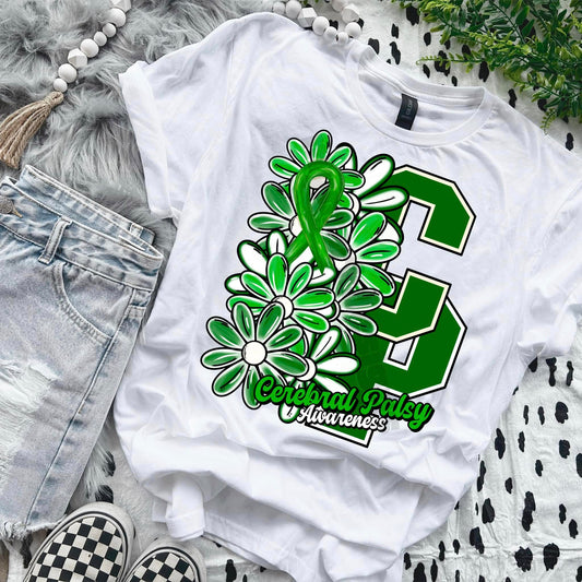 Cerebral palsy awareness, half floral