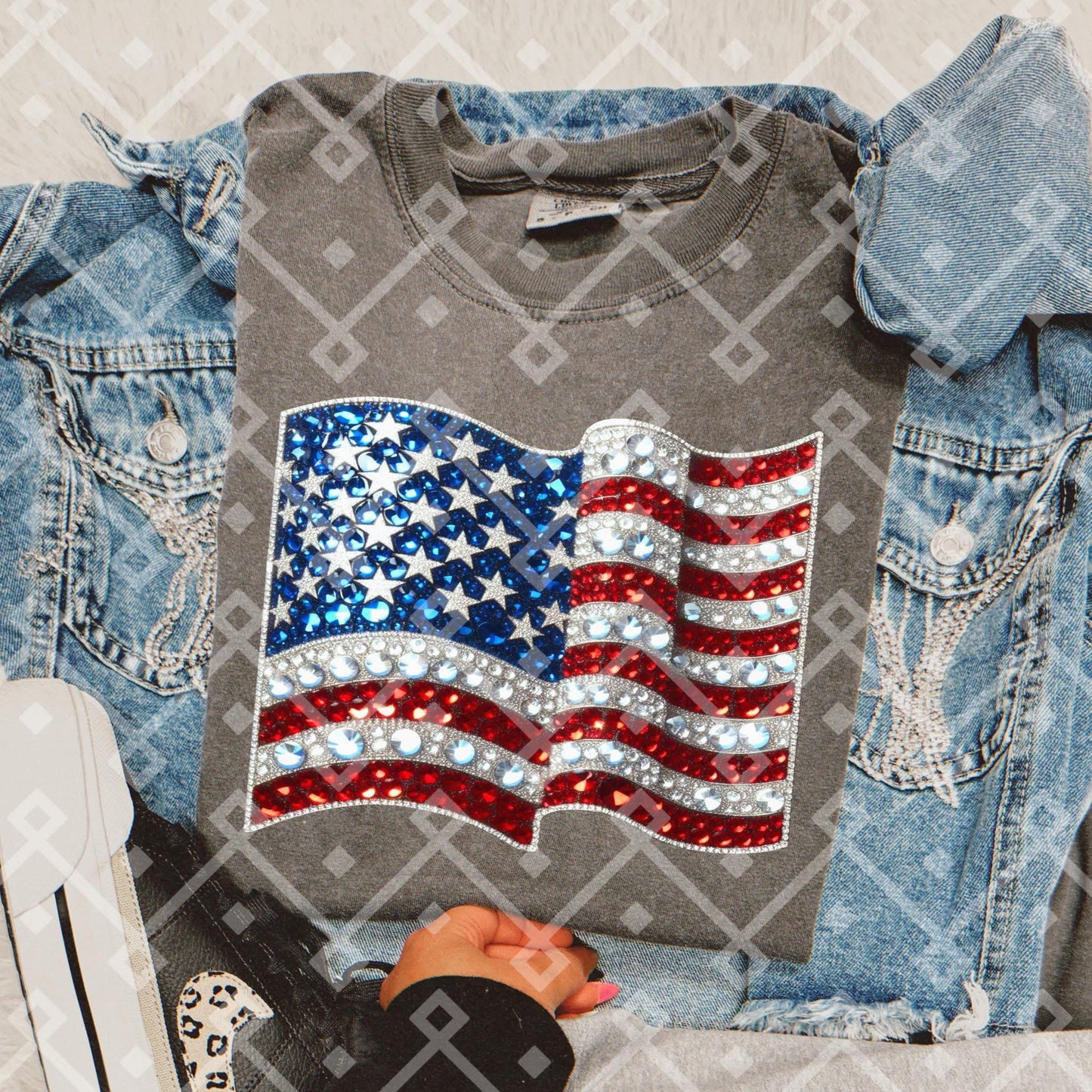 American flag Faux rhinestones