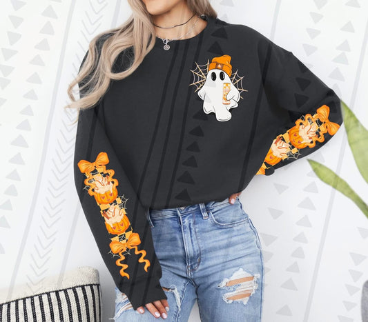 Ghost pocket with pumpkin spice sleeves