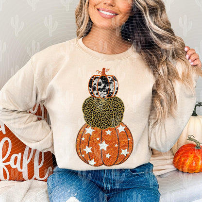Preppy Pumpkins Faux Embroidery/Sequins