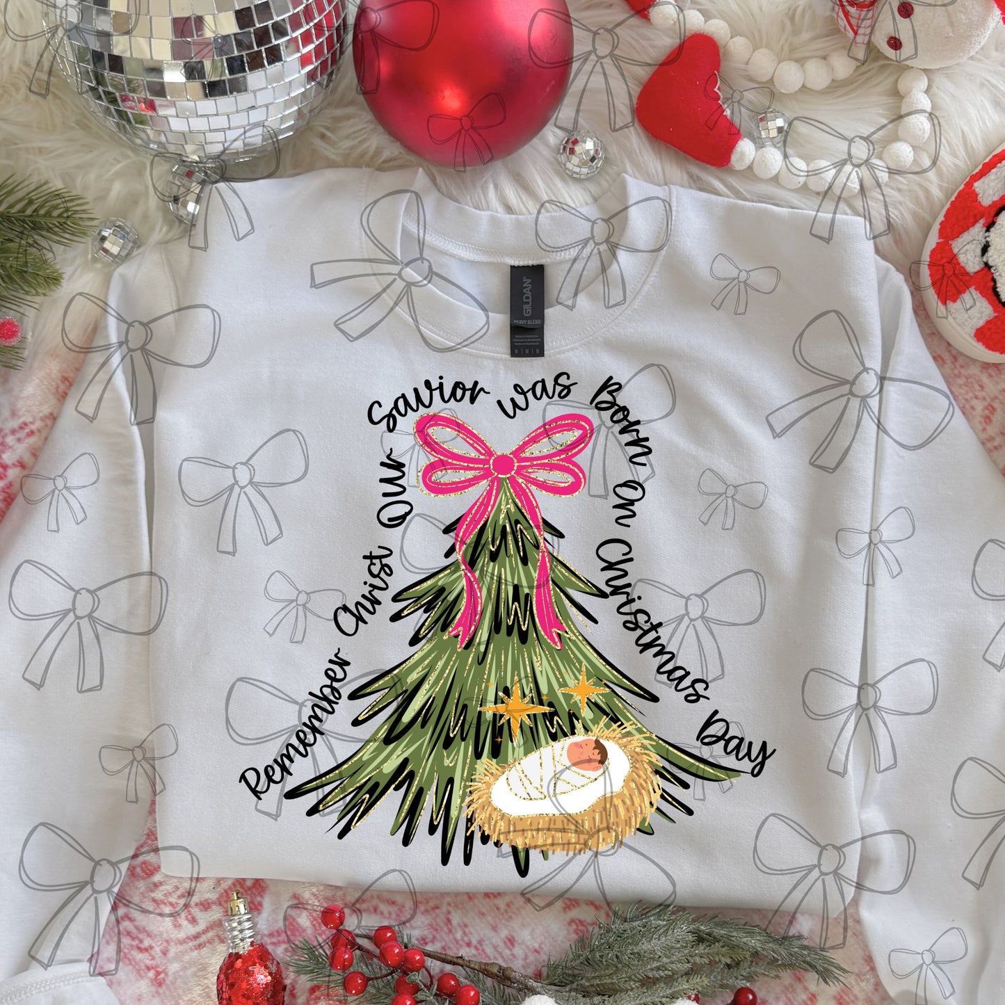 Remember Christ our Savior hot pink bow