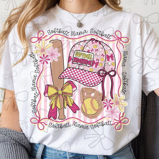 Softball mama hat collage bows