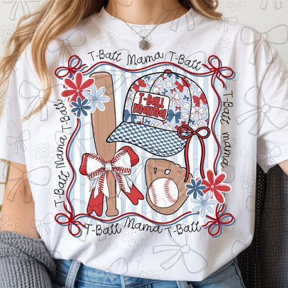 T-ball mama hat collage with words